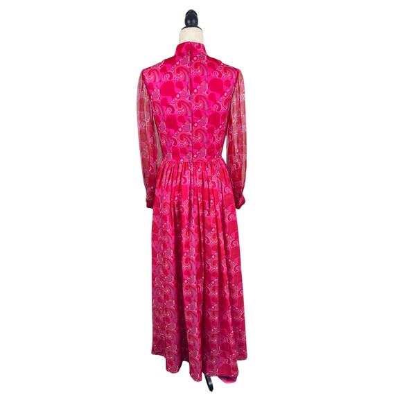 VTG 1960's Printed Chiffon Gown - Picture 6 of 10